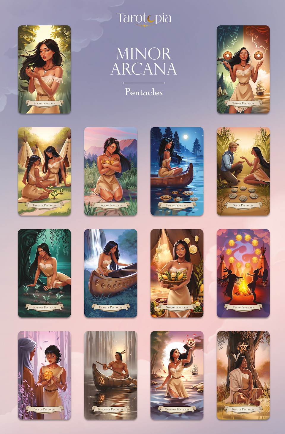 Add-on set for Ever After Spell Tarot: 14 cards Suite of Pentacles